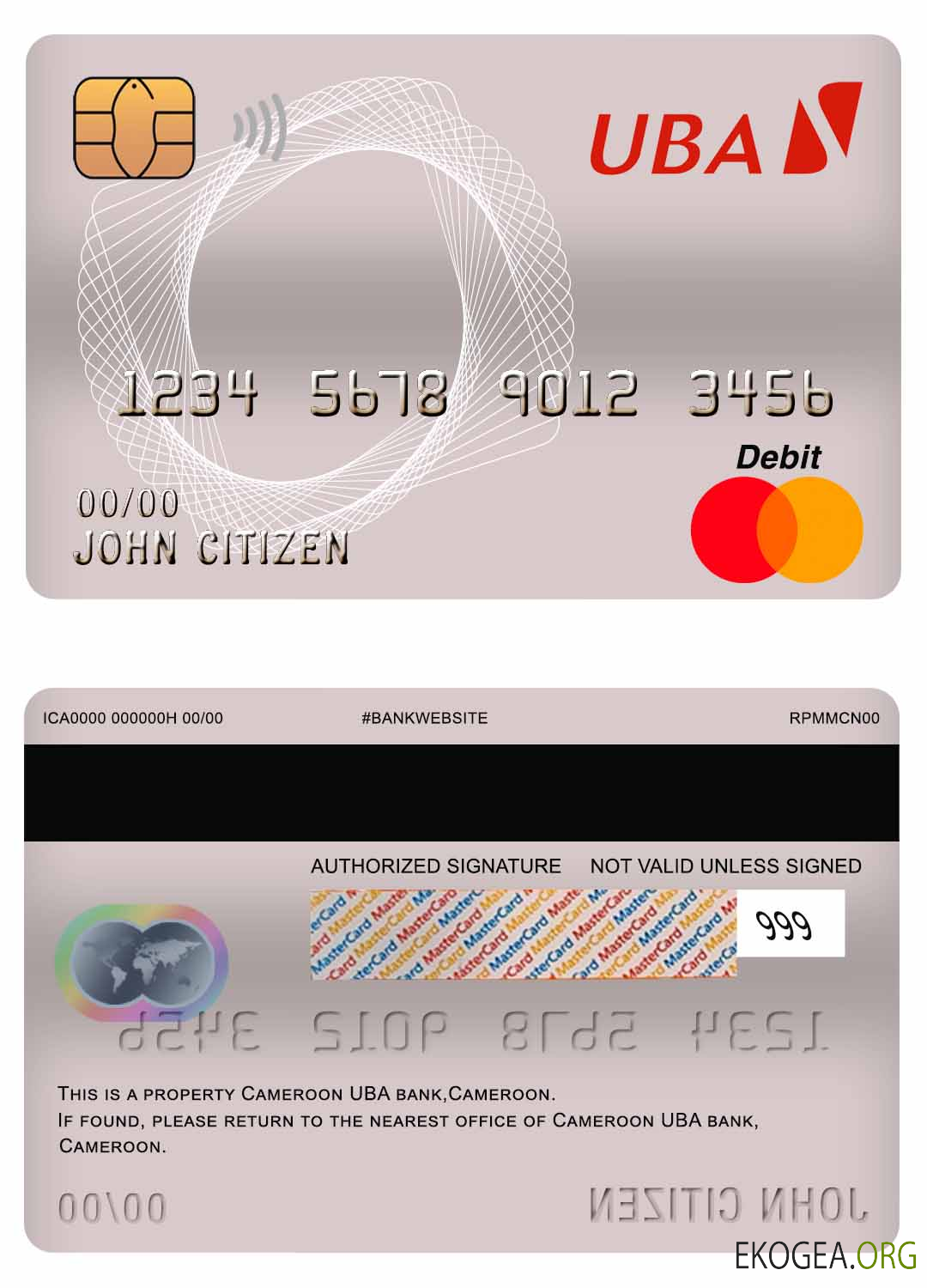 Carte de débit principale de la banque Cameroun UBA